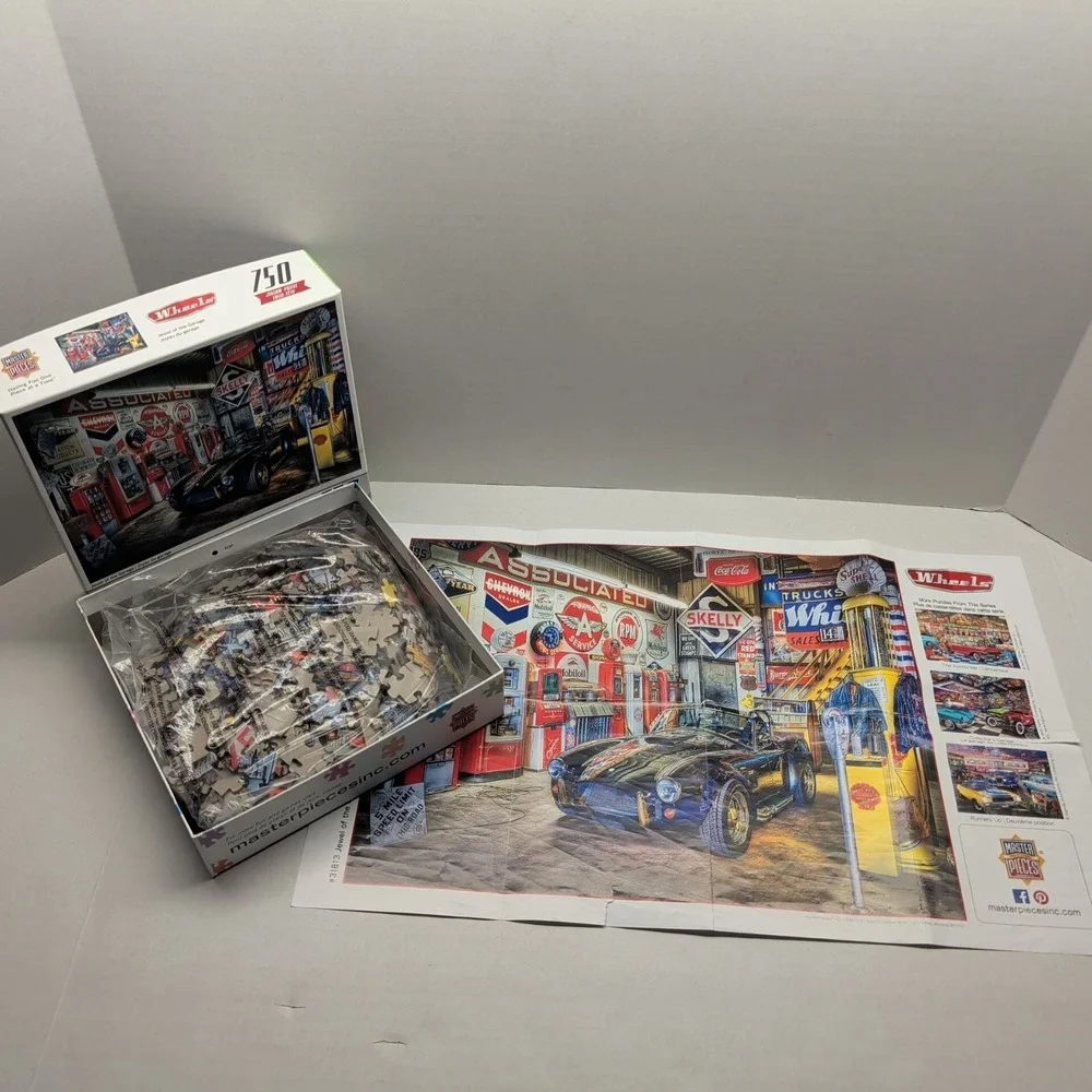 Master Pieces Wheels Jewel Of The Garage Jigsaw Puzzle 750 Complete Classic Cars